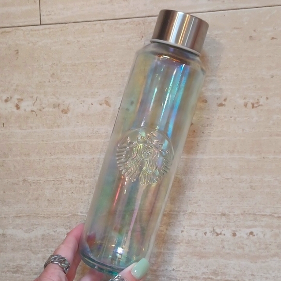 Starbucks Other - Starbuck's Gorgeous RARE Irredescent Rainbow Glass Water Bottle